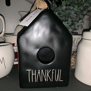 HTF Rae Dunn Black Thankful birdhouse